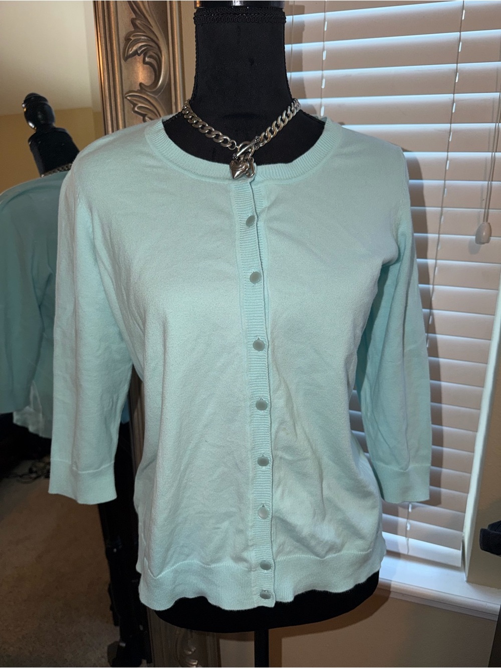 Talbots Light Aqua Pima Cotton Button-Front Women's Cardigan